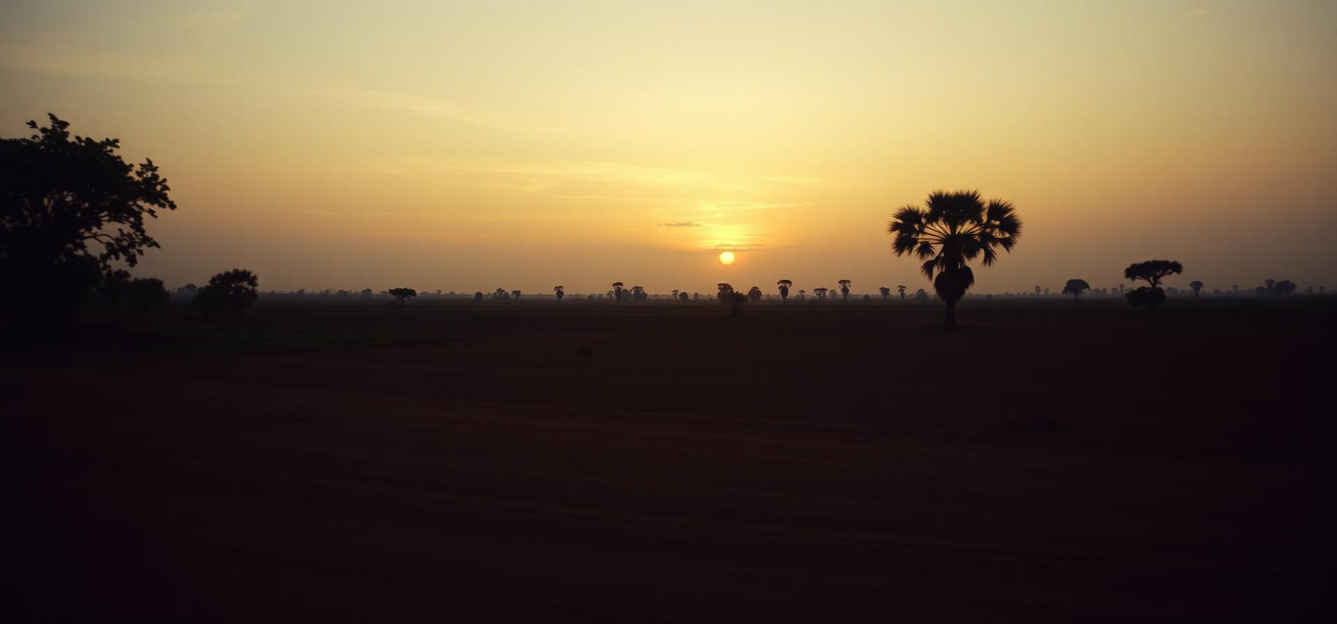 Cinematic Ghanaian landscape at dusk